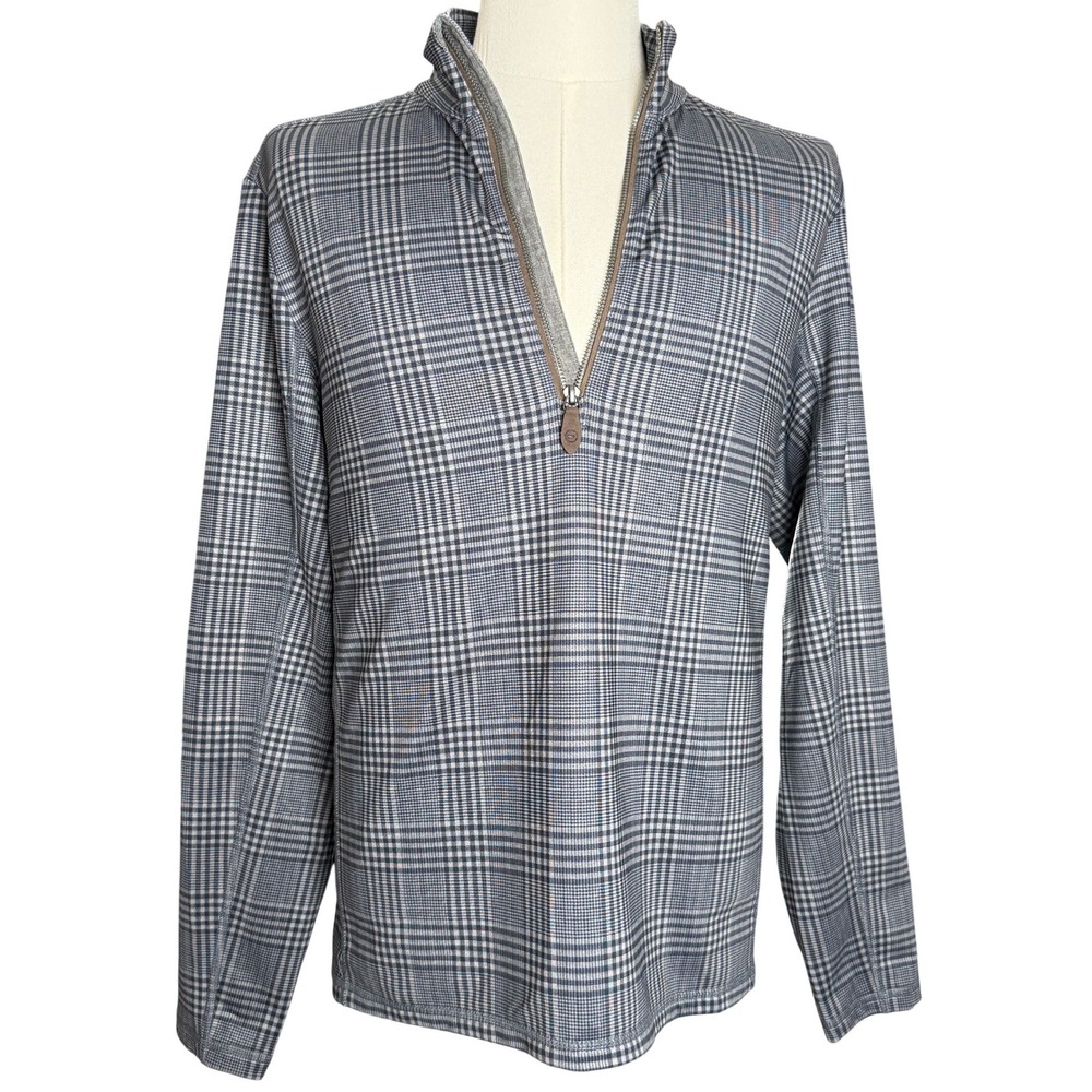 Vineyard Vines Quarter Zip Pullover Mens Large Grey Plaid Excellent Performance